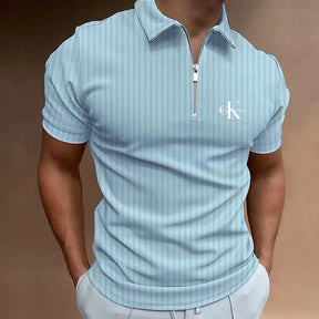 Camisa Gola Polo Masculina Com Zíper Tecido Confortável Moda Casual De Luxo