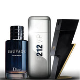 Combo 3 Perfumes Masculinos - Sauvage Dior + 212 Vip Men + Bad Boy Carolina Herrera [100ml] - Loja Virtuabr